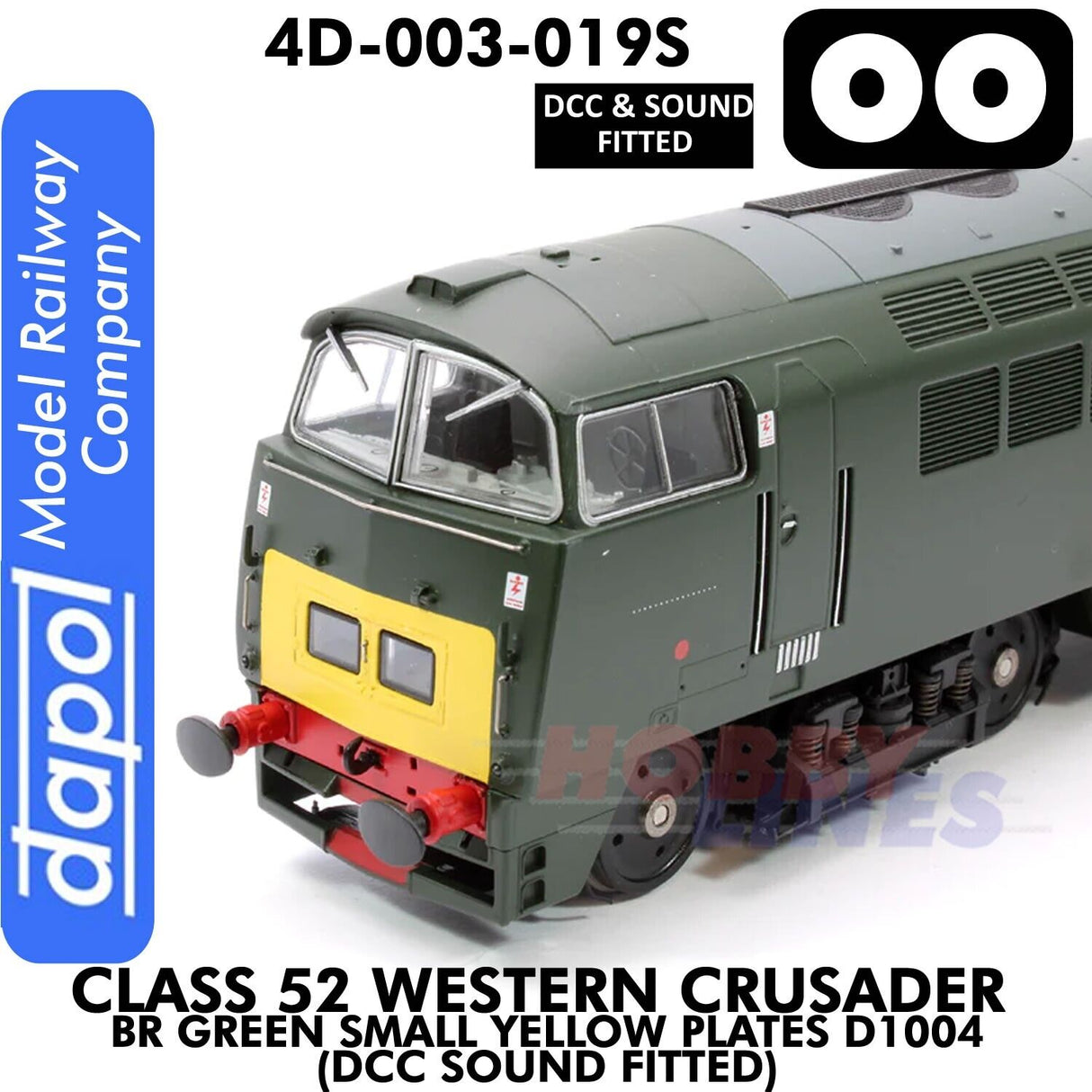 Class 52 Western Crusader -  BR Green Small Yellow Plates  D1004 - DCC & Sound Fitted | Dapol | 4D-003-019S