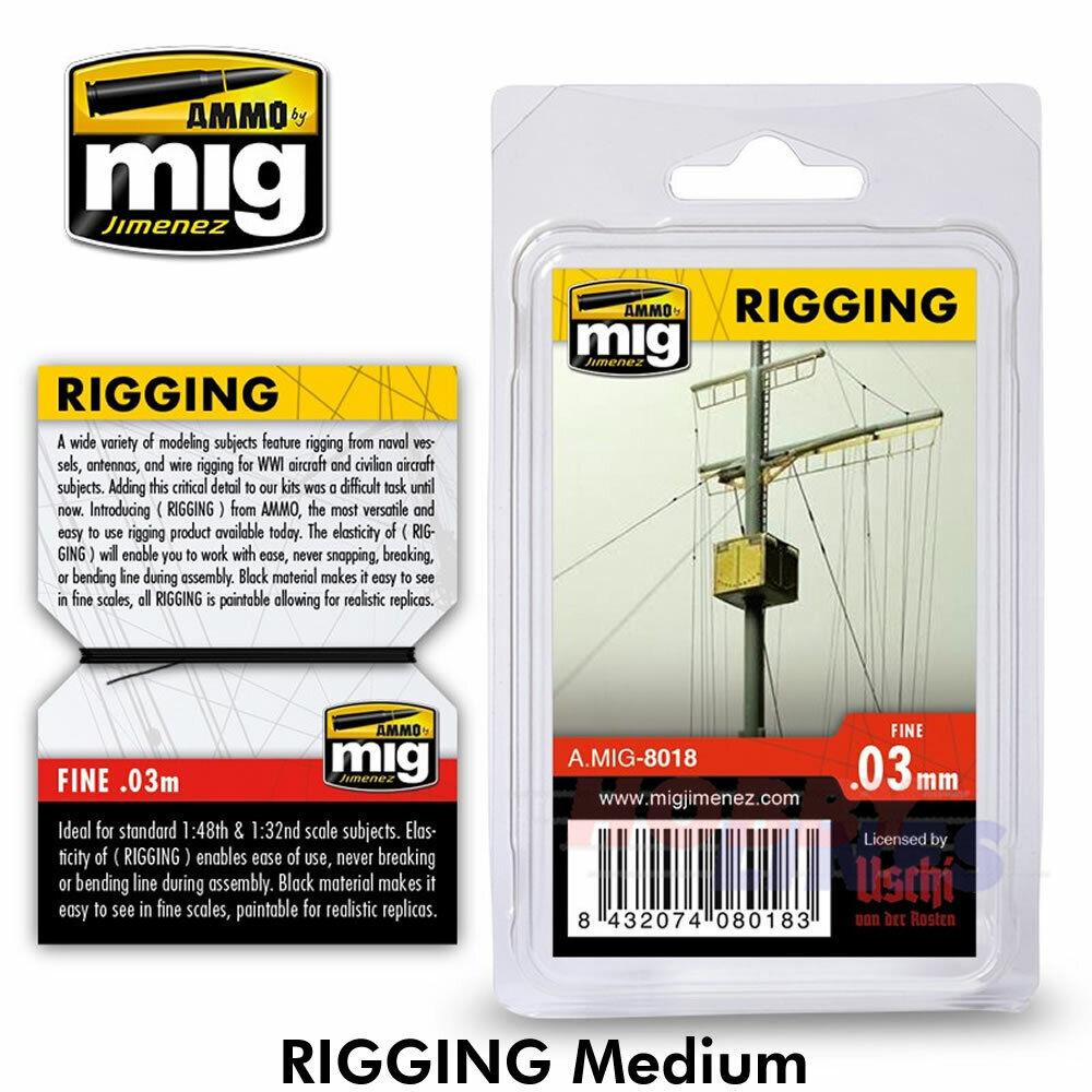 RIGGING Super Fine/Fine/Medium 0.1/0.2/0.3mm AMMO Mig Jimenez MIG8016/7/8