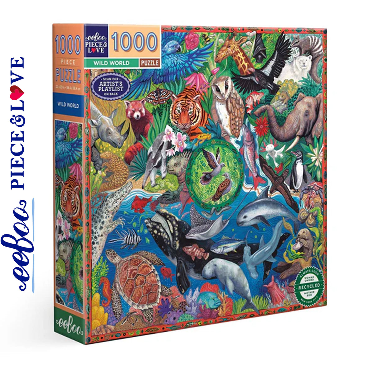 eeBoo WILD WORLD 1000 pc Square Jigsaw Puzzle Super Deluxe PZT114