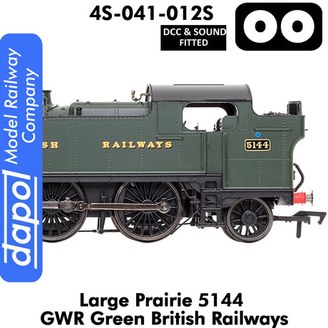 LARGE PRAIRIE 5144 BR Green DCC & Sound Steam Locomotive |  Dapol |  4S-041-012S