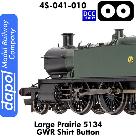 LARGE PRAIRIE 5134 GWR SHIRT BUTTON DCC Ready Steam Locomotive | Dapol | 4S-041-010