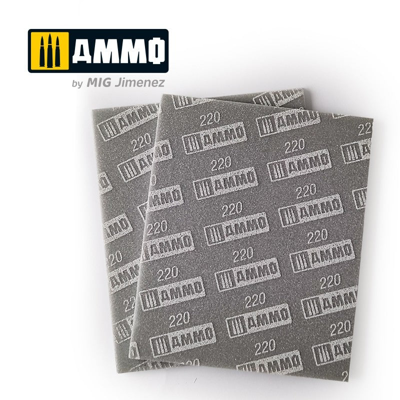 Sanding Sponge Sheet - 220 Grain - 2 pcs | Ammo by Mig Jimenez 