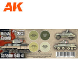 3G Special Set - British Caunter - Scheme 1940-41 - 4 x 17ml Acrylic Paint | AK interactive | AK11676