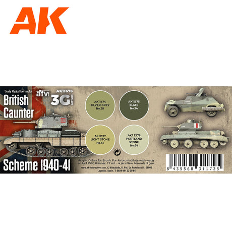 3G Special Set - British Caunter - Scheme 1940-41 - 4 x 17ml Acrylic Paint | AK interactive | AK11676