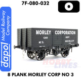 8 Plank Wagon Morley Corp No 3  | Dapol | 7F-080-032