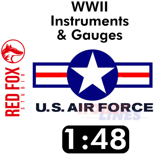 Instruments Gauges Set USAF WWII Aircraft 1:48 Red Fox Studios RFSQS-48182