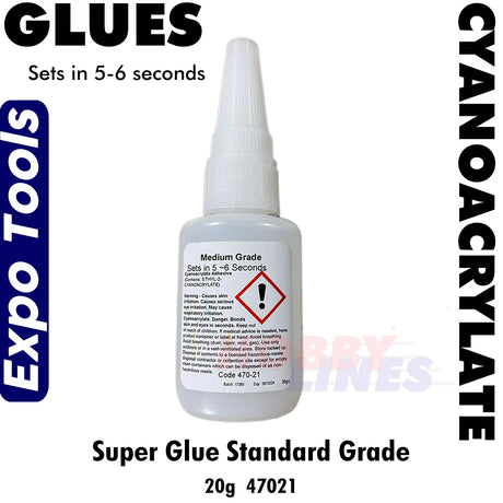 Cyano Super Glue 20g Standard Grade 5-6 seconds Cyanoacrylate Expo Tools 47021