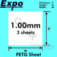 SUPER CLEAR PETG SHEET 1.0 / 1.5 / 2.0mm 9 x 13" pk 3 A4 plastic Expo Tools