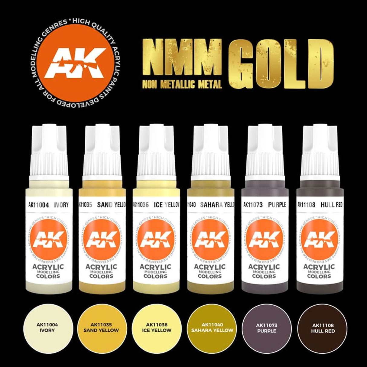 Non Metallic Metal Gold - 3G Acrylic Paint x 6 | AK interactive | AK11606