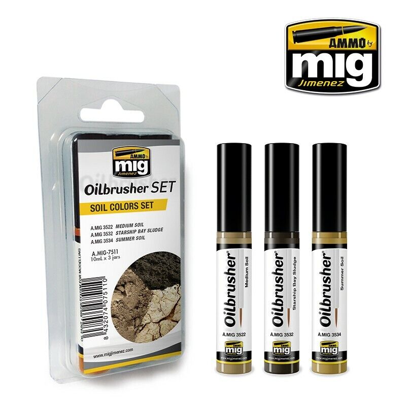 Oilbrusher Set - Soil Colours Set - 3 x 10ml | Ammo by Mig Jimenez | MIG7511