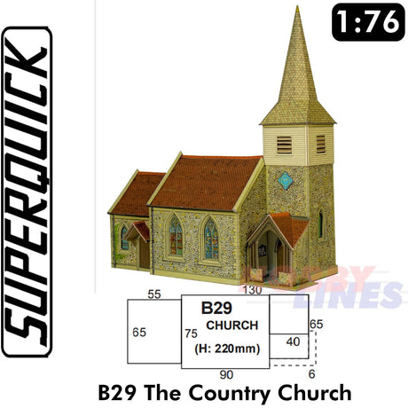 COUNTRY CHURCH 1:72 Scale OO HO Gauge Railways Building Series B B29 SuperQuick