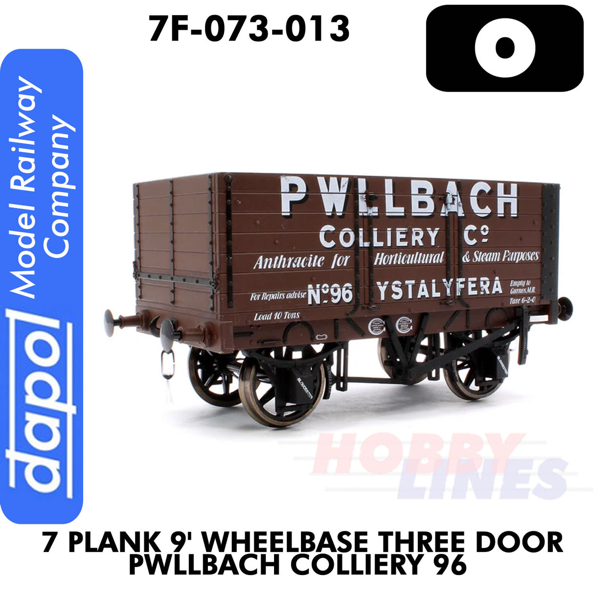 7 Plank 9' Wagon Three Door Pwllbach Colliery 96  | Dapol | 7F-073-013