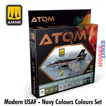 Load image into Gallery viewer, Modern USAF-NAVY Paint Set - 12 20ml colour Paint Set AMMO Mig Jimenez ATOM-20700
