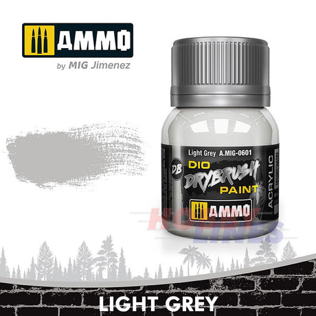 DIO Drybrush Paint - Light Grey 40ml | Ammo by Mig Jimenez | MIG0601