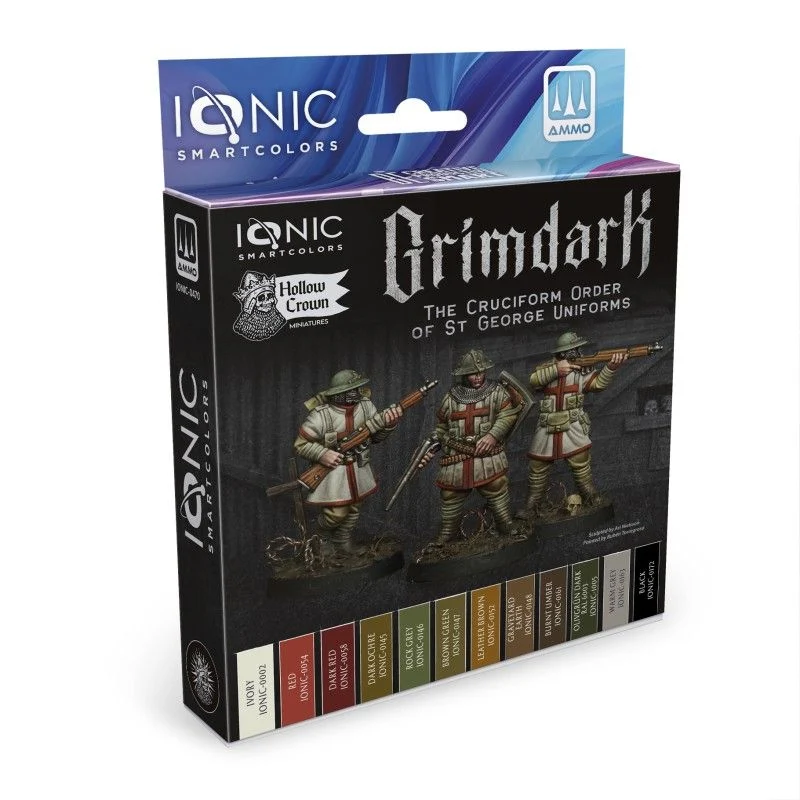 Acrylic Paint Set - Grimdark – The Cruciform Order of St George Uniforms - 12 x 20ml | IONIC | IONIC0470