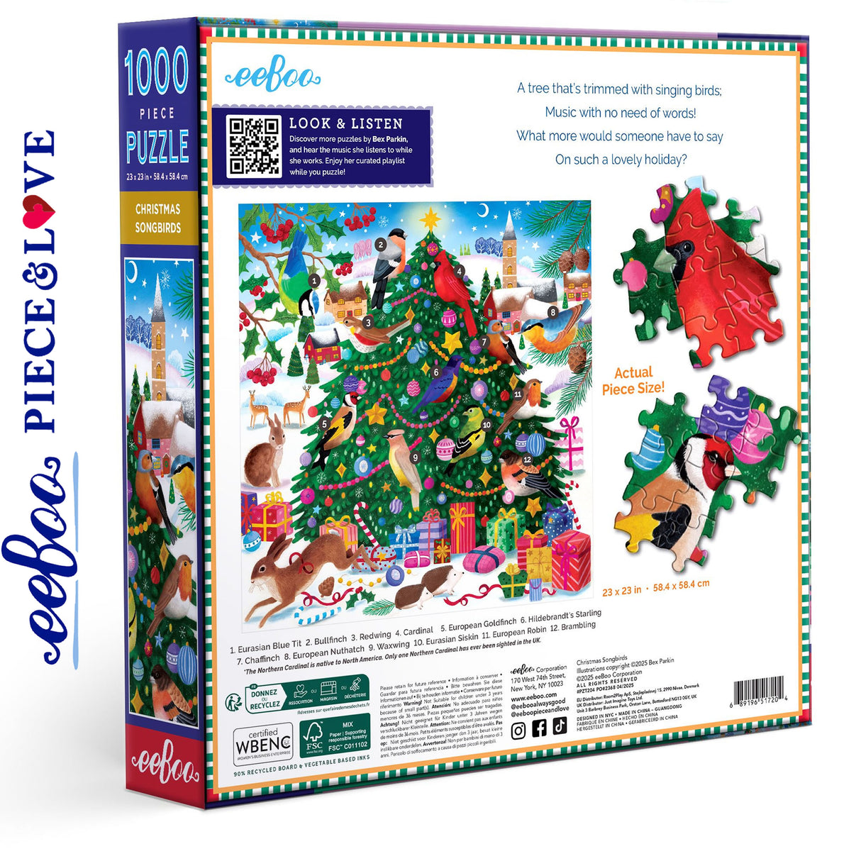 Christmas Songbirds 1000pc Puzzle | eeBoo | PZT204