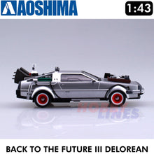 Load image into Gallery viewer, AOSHIMA 1/43 Back to the Future Part 3 Delorean Pull Back &amp; Go Railroad 05477
