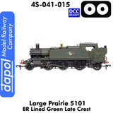 LARGE PRAIRIE 5101 BR Late Crest Steam Locomotive DCC Ready | Dapol | 4S-041-015