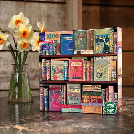 eeBoo VINTAGE LIBRARY 1000 pc Square Jigsaw Puzzle Super Deluxe PZTVTL