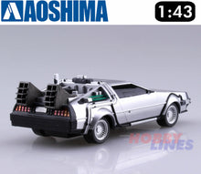 Load image into Gallery viewer, Delorean Back to the Future Part 2 Flying Pull Back &amp; Go 1:43 kit Aoshima 05476
