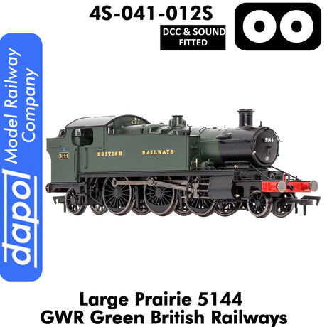 LARGE PRAIRIE 5144 BR Green DCC & Sound Steam Locomotive |  Dapol |  4S-041-012S