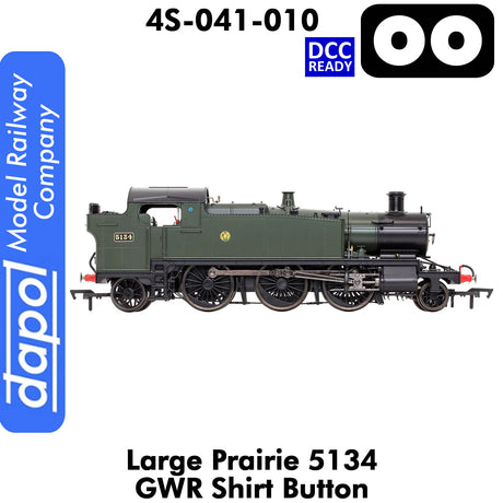 LARGE PRAIRIE 5134 GWR SHIRT BUTTON DCC Ready Steam Locomotive | Dapol | 4S-041-010