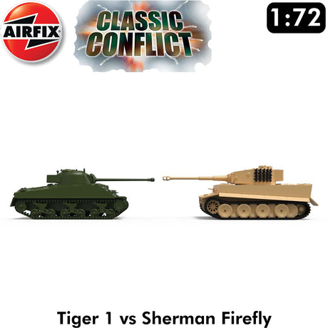 Classic Conflict - Tiger 1 vs Sherman Firefly Tanks WWII - Model Kit | Airfix | A50186