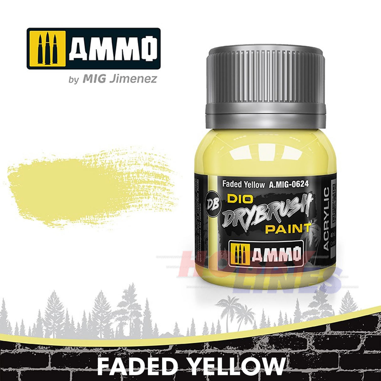 DIO Drybrush Paint - Faded Yellow 40ml | Ammo by Mig Jimenez | MIG0624