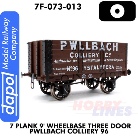 7 Plank 9' Wagon Three Door Pwllbach Colliery 96  | Dapol | 7F-073-013