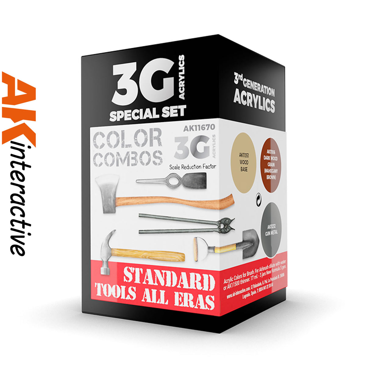 3G Special Set - Color Combos - Stand Tools All Eras - 3 x 17ml Acrylic Paint | AK interactive | AK11670