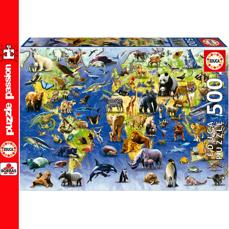 Educa ONE HUNDRED ENDANGERED SPECIES 500pc Super Deluxe Jigsaw Puzzle 19908