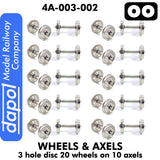Wheels & Axels - 3 Hole Disc - 20 wheels on 10 axels |  Dapol |  4A-003-002