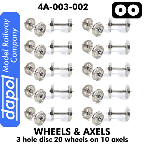 Wheels & Axels - 3 Hole Disc - 20 wheels on 10 axels |  Dapol |  4A-003-002