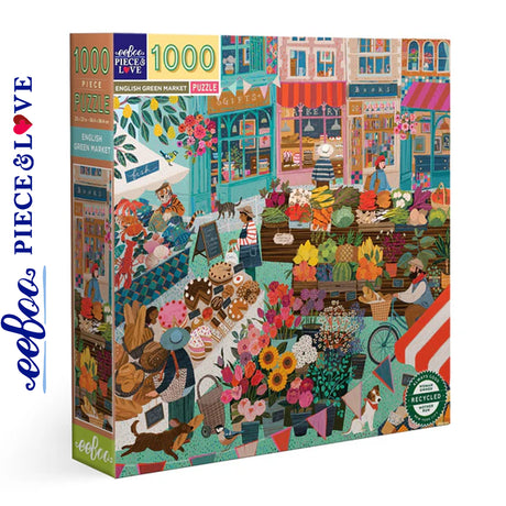 eeBoo ENGLISH GREEN MARKET 1000 pc Square Jigsaw Puzzle Super Deluxe PZTEGM