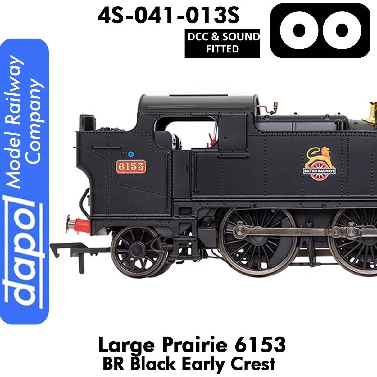 LARGE PRAIRIE 6153 BR Black Early Crest DCC & Sound Steam Locomotive |  Dapol |  4S-041-013S