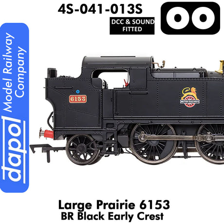LARGE PRAIRIE 6153 BR Black Early Crest DCC & Sound Steam Locomotive |  Dapol |  4S-041-013S