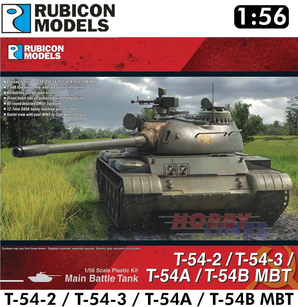 T-54 Main Battle Tank - T-54-2 / T-54-3 / T-54A / T-54B - Plastic Kit | Rubicon Models | 280120