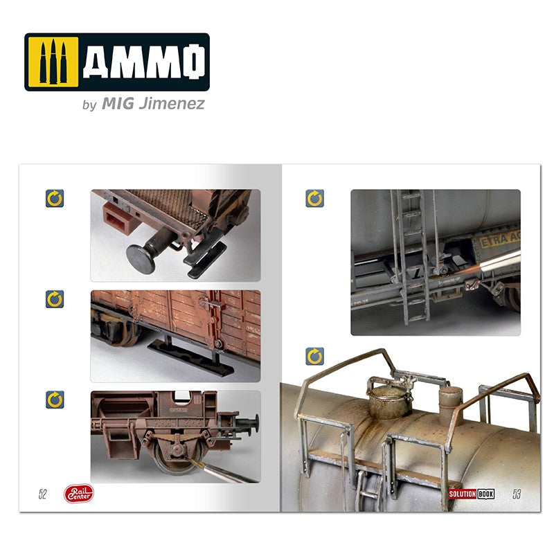 Rail Center - Solution Book 01 - How to Weather German Trains (Eng, Cast, Français, Deutsch) | Ammo by Mig Jimenez | MIGR1300