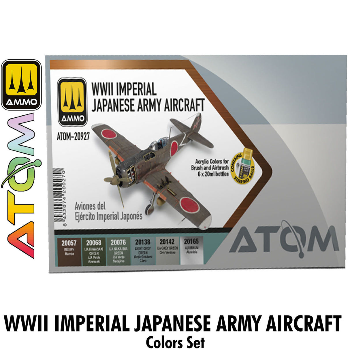 ATOM WWII Imperial Japanese Army Aircraft Set - 6 20ml Acrylic Paint | Ammo by Mig Jimenez 