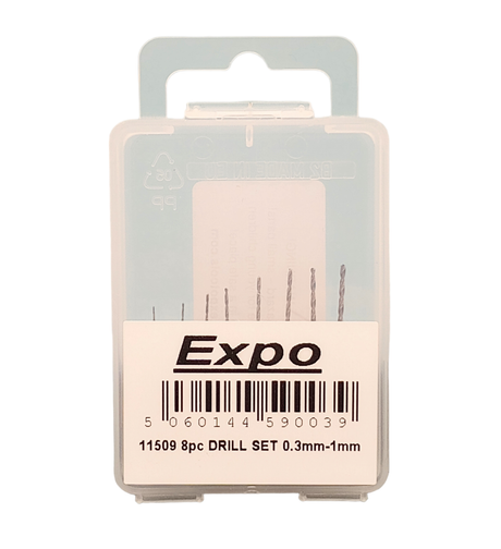  8pc Drill Set - 0.3mm - 1.0mm | Expo Tools | 11509