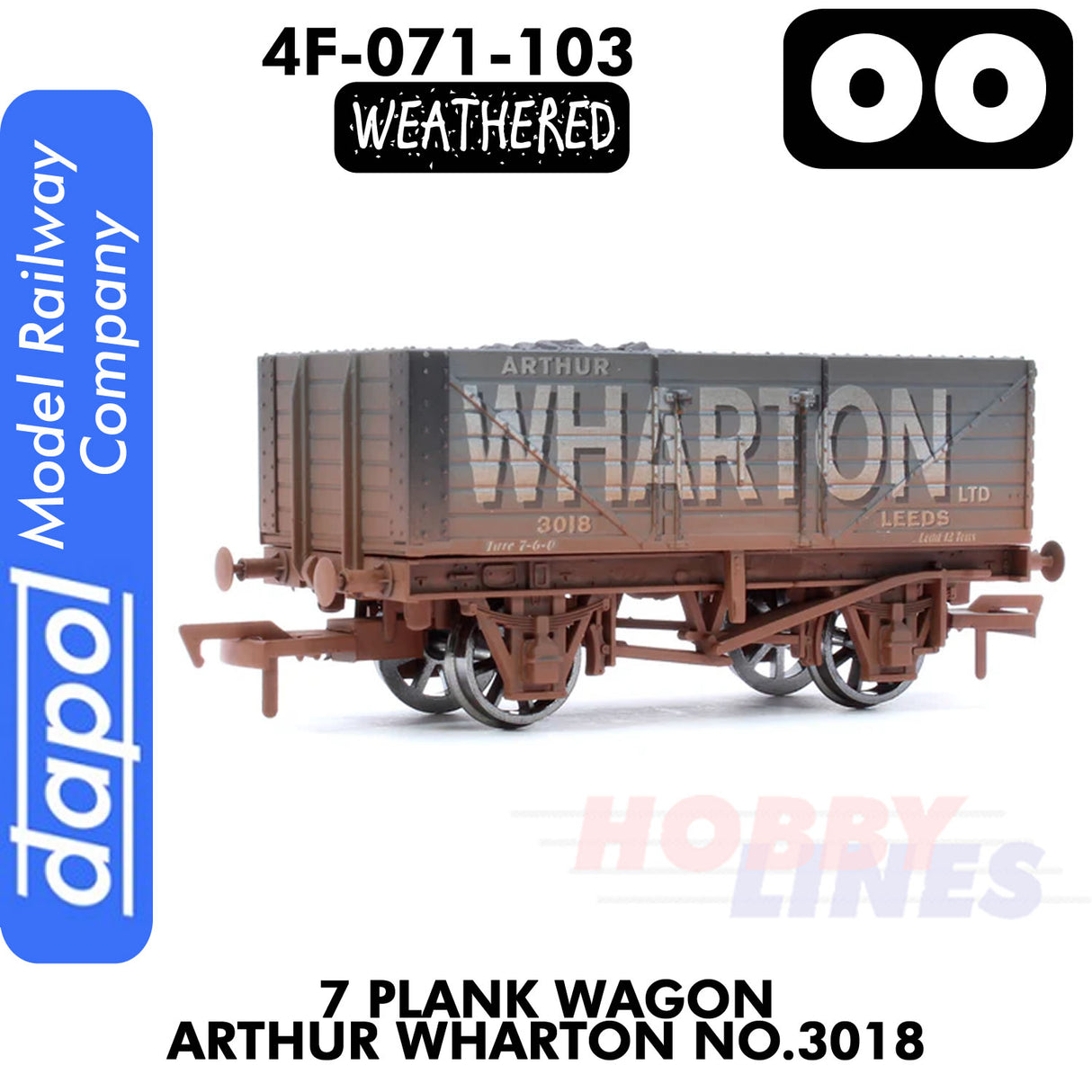 7 Plank Wagon Arthur Wharton No.3018 - Weathered | Dapol | 4F-071-103