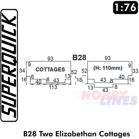 2 ELIZABETHAN COTTAGES 1:72 OO HO Gauge Railway Building Series B B28 SuperQuick