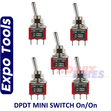 SWITCH DPDT 2 position ON - ON Miniature Changeover 5pk electronics EXPO A28014
