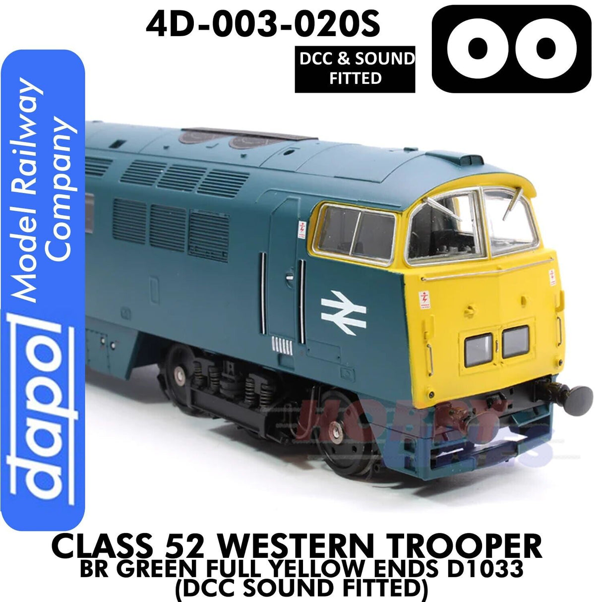 Class 52 Western Trooper - BR Green Full Yellow Ends D1033 - DCC & Sound Fitted | Dapol | 4D-003-020S