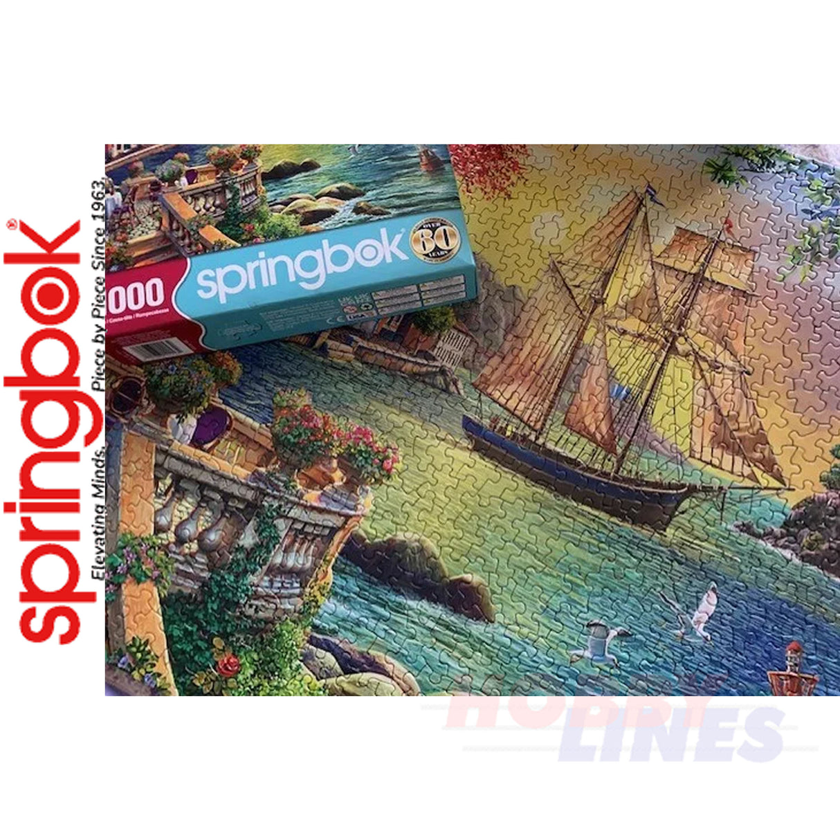 OCEANSIDE SUNSET1000 piece SPRINGBOK Jigsaw Puzzle Random Cut Super Deluxe