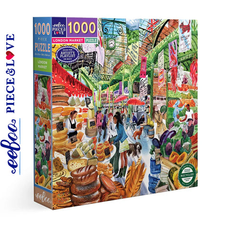 eeBoo LONDON MARKET 1000 pc Square Jigsaw Puzzle Super Deluxe PZTLNM