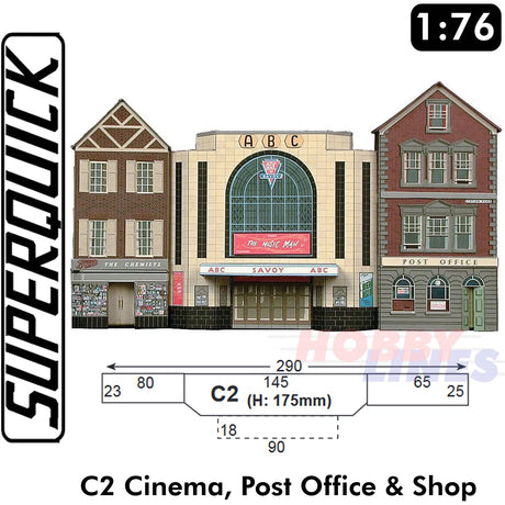 POST OFFICE & SHOP C2 1:72 OO HO Gauge Railways Building Series C C02 SuperQuick