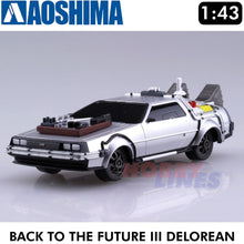 Load image into Gallery viewer, AOSHIMA 1/43 Back to the Future Part 3 Delorean Pull Back &amp; Go Railroad 05477
