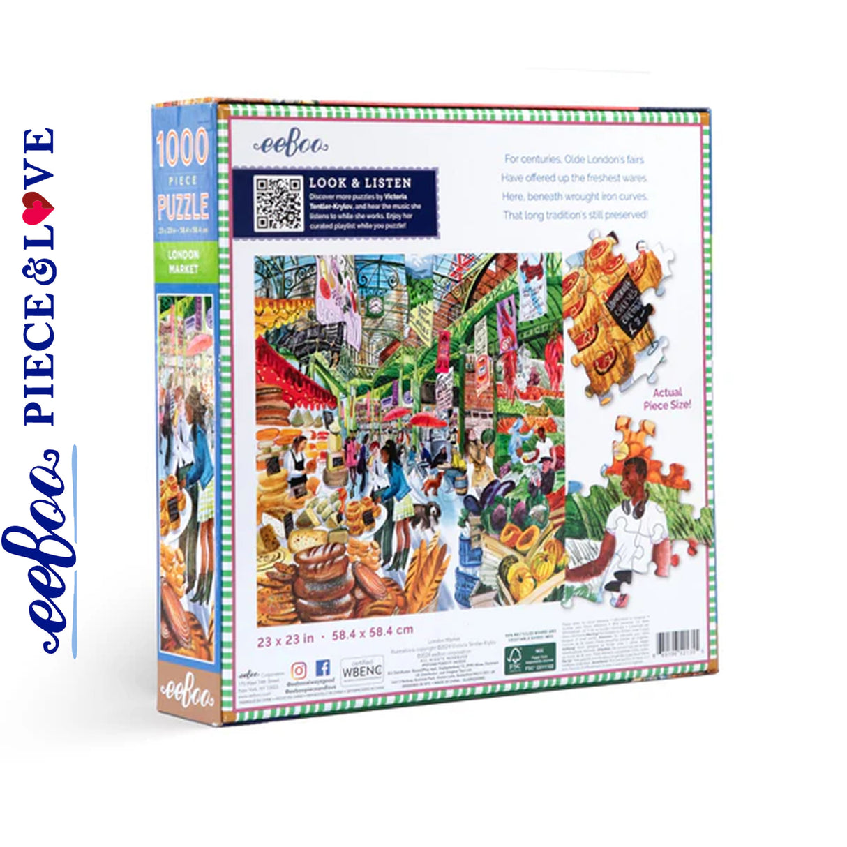 eeBoo LONDON MARKET 1000 pc Square Jigsaw Puzzle Super Deluxe PZTLNM