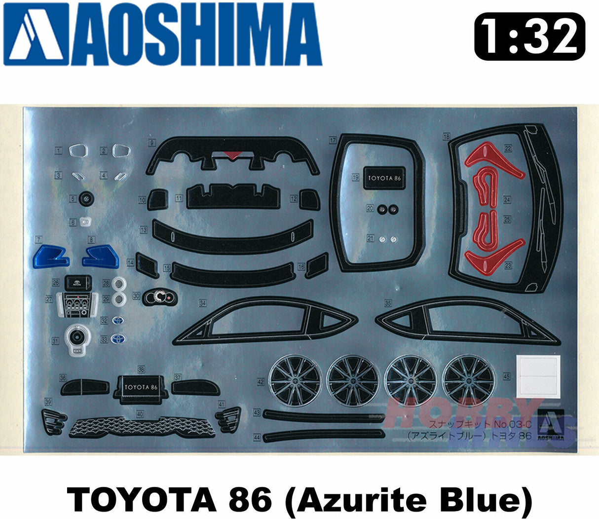 Toyota GT86 (Azurite Blue) Snap Together GT 86 1:32 scale kit Aoshima 05598